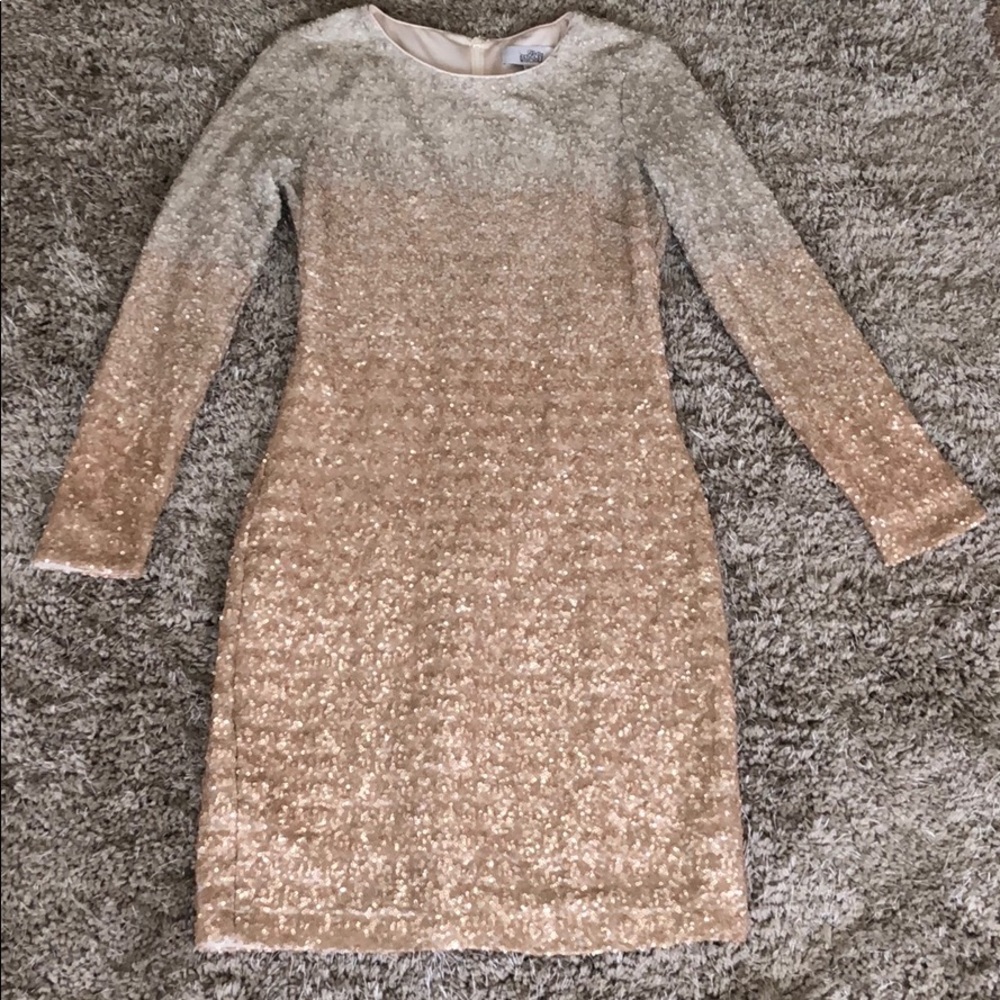 Ombré Gold Sequin Dress Sz 4 - Picture 2 of 9